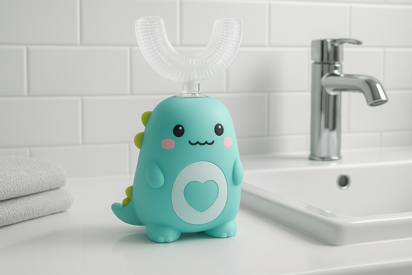 Children U-Shaped Electric Toothbrush 360 Degrees Smart Cartoon Kids Silicone Toothbrush Automatic Rechargeable Sonic Toothbrush